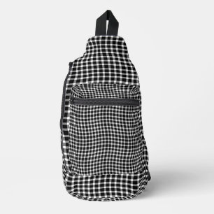 Black White Plaid Chequered Seamless Pattern Sling Bag
