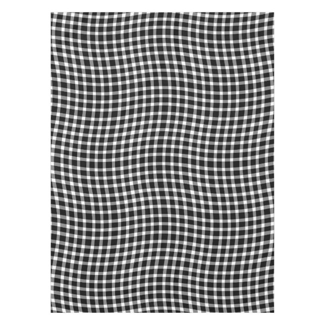 Black White Plaid Chequered Seamless Pattern Tablecloth (Front)