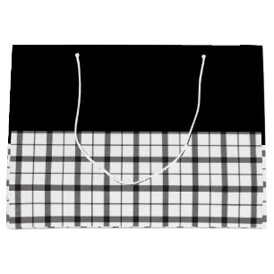 Black, White, Plaid, Classy, Chic, Modern, Stylish Large Gift Bag