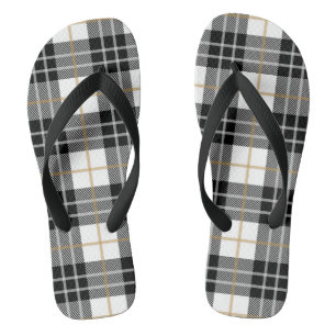 Black & White Plaid Flip Flops