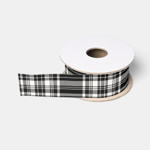 Black & White Plaid Grosgrain Ribbon
