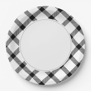 Black & White Plaid   Paper Plate