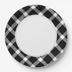 Black & White Plaid   Paper Plate