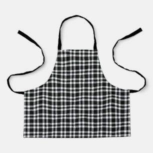 Black White Plaid Pattern Apron