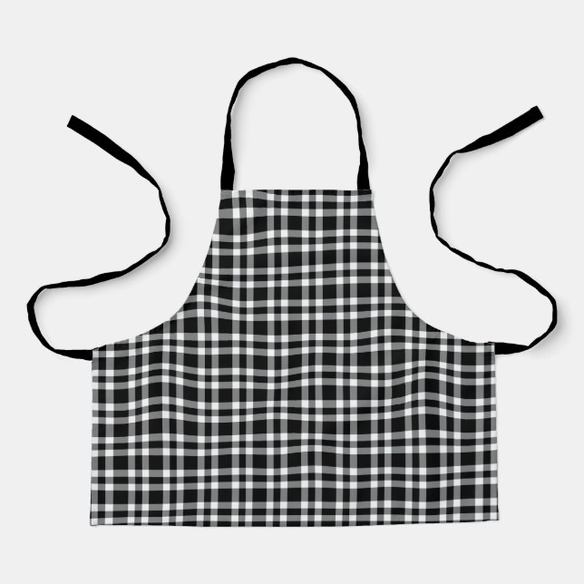 Black White Plaid Pattern Apron (Front)