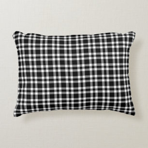 Black White Plaid Pattern Decorative Cushion