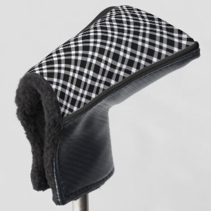 Black White Plaid Pattern Golf Head Cover