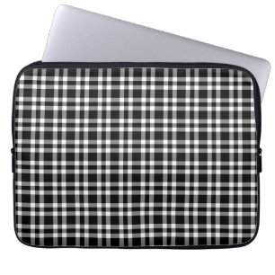 Black White Plaid Pattern Laptop Sleeve