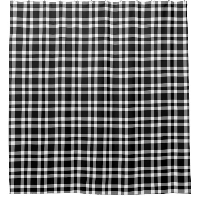 Black White Plaid Pattern Shower Curtain (Front)