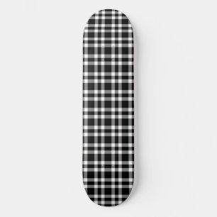 Black White Plaid Pattern Skateboard