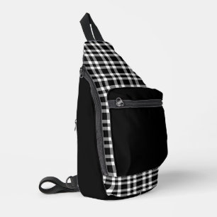 Black White Plaid Pattern Sling Bag