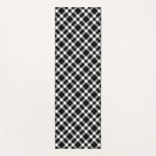 Black White Plaid Pattern Yoga Mat