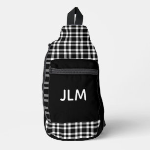 Black White Plaid Personalise Pattern Sling Bag