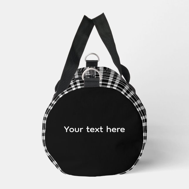Black White Plaid Personalise Pattern Small Duffle Bag (Left)