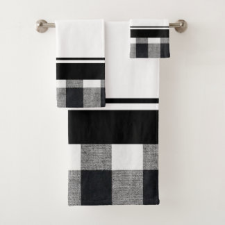 Black & White Plaid Towel Set