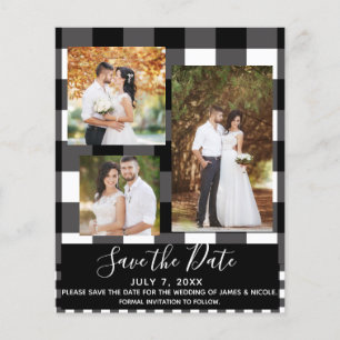Black White Plaid Wedding Photo Save the Date