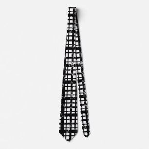 Black & White Plaid with Paint Splatter Crew Socks Tie