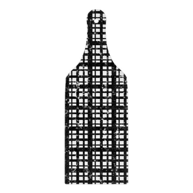 Black & White Plaid with Paint Splatter Cutting Board (Front)