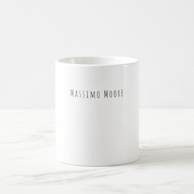 Black White Plain Elegant Casual Own Name Coffee Mug (Center)