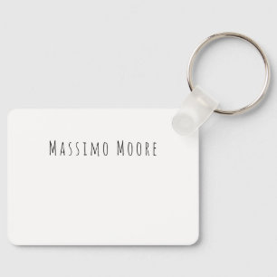Black White Plain Elegant Casual Own Name Key Ring