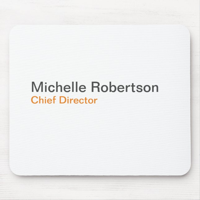 Black White Plain Minimalist Add Own Name Mouse Pad (Front)