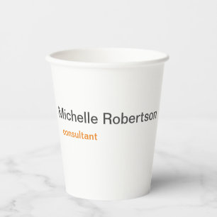 Black White Plain Minimalist Add Own Name Paper Cups