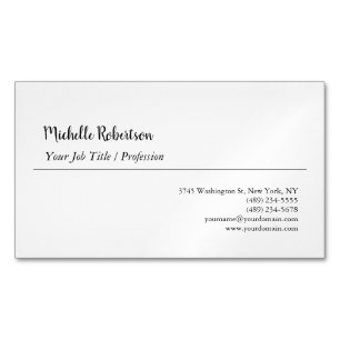 Black White Plain Minimalist Magnetic Business Card
