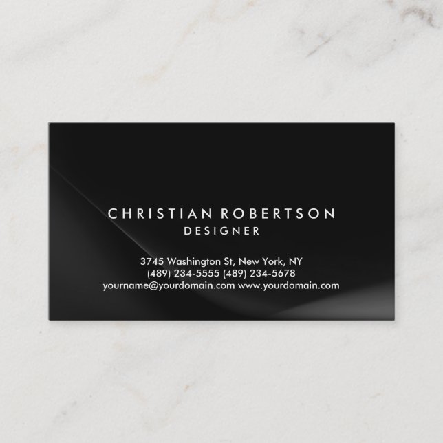 Black White Plain Modern Business Card (Front)