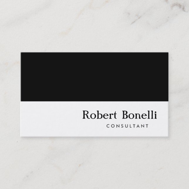 Black White Plain Modern Consultant Business Card (Front)
