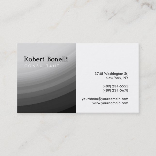 Black White Plain Modern Consultant Business Card (Front)