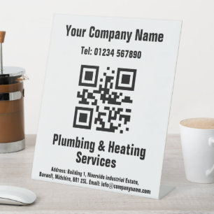 Black & White Plumber / Electrician (Generic) QR C Pedestal Sign
