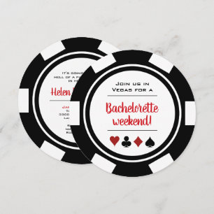 Black White Poker Chip Casino Bachelorette Party Invitation