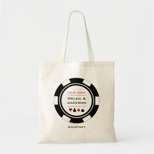 Black & White Poker Chip Name Casino Wedding Tote Bag