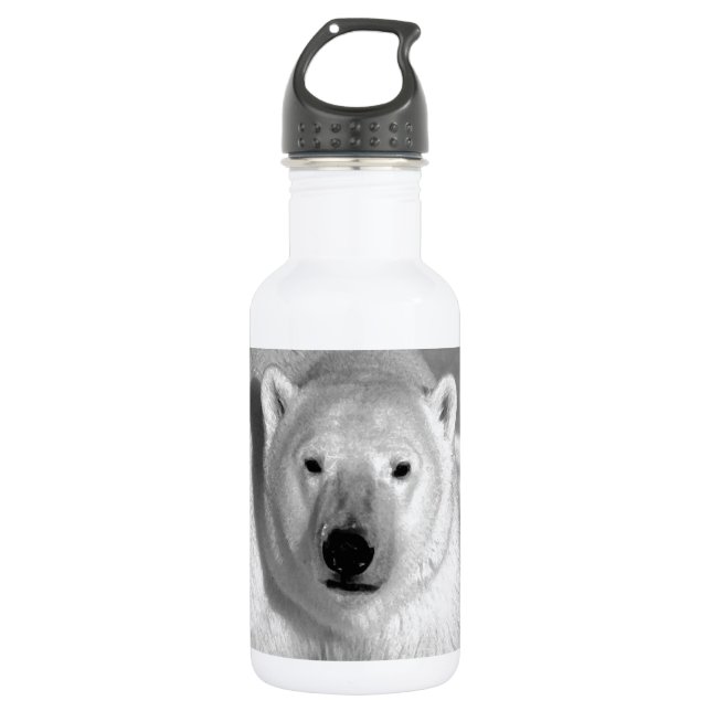 Black & White Polar Bear 532 Ml Water Bottle (Front)