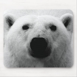 Black & White Polar Bear Mouse Pad