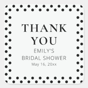Black & White Polka Dot Bridal Shower Square Sticker