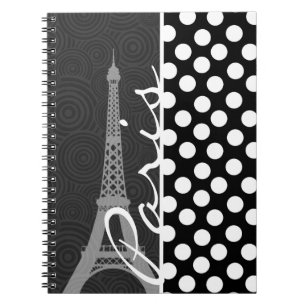 Black & White Polka Dot, Dots; Paris Notebook