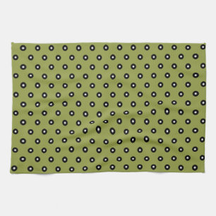 Black/White Polka Dot Green Background(Changeable) Tea Towel