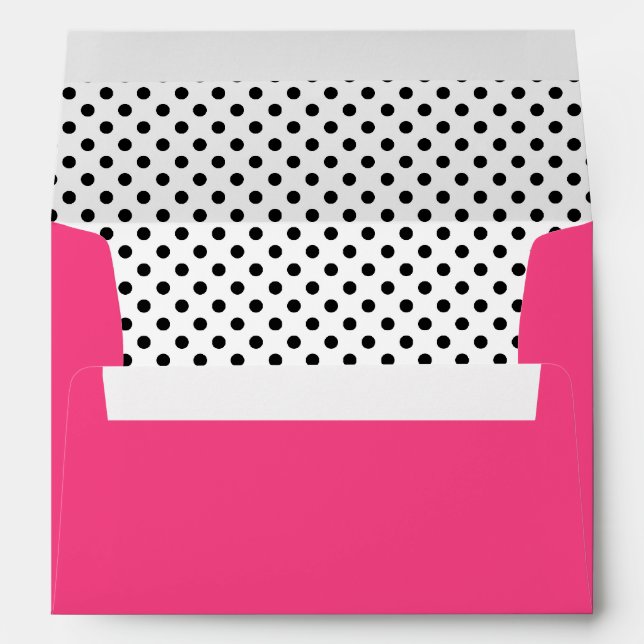 Black White Polka Dot Hot Pink A7 Envelope (Back (Bottom))