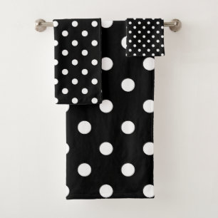 Black & White Polka Dot Modern Abstract Pattern Bath Towel Set
