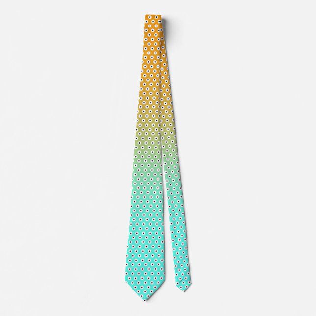 Black/White Polka Dot On Turquoise/Gold Tie (Front)
