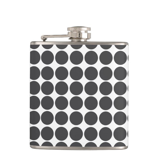 Black & White Polka Dot Pattern Flask (Front)