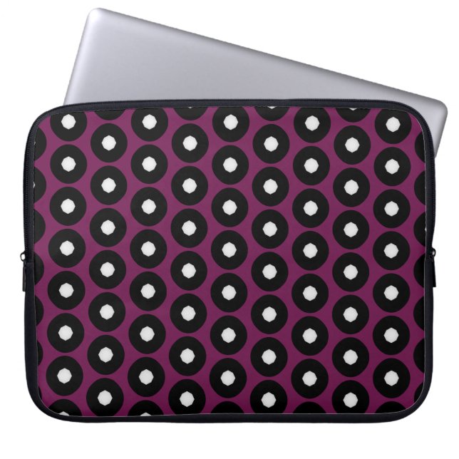 Black/White Polka Dot Pattern Laptop Sleeve (Front)
