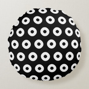 Black/White Polka Dot Pattern Round Cushion