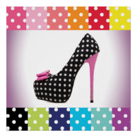 Black & White Polka Dot Pink High Heel