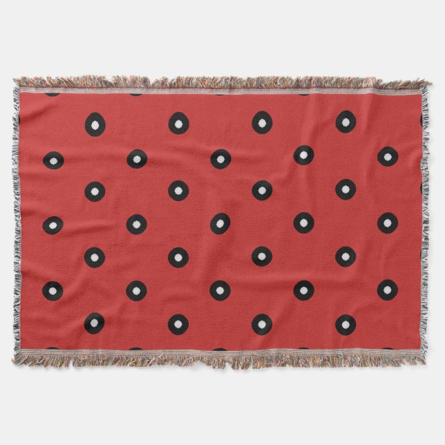 Black/White Polka Dot Red Background (Changeable) Throw Blanket (Front)