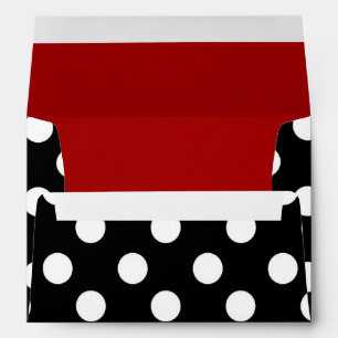Black White Polka Dot Red Lined Party Envelopes