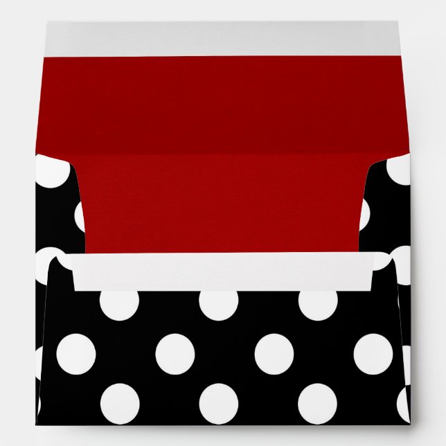 Black White Polka Dot Red Lined Party Envelopes (Back (Bottom))