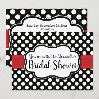 Black White Polka Dot Retro Pinup Bridal Shower Invitation