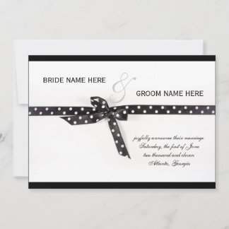 Black & White Polka Dot Ribbon Invitation